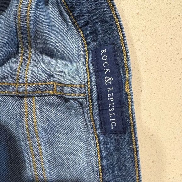 Rock & Republic Distressed Denim Shorts with Bandana Accents - Picture 2 of 4